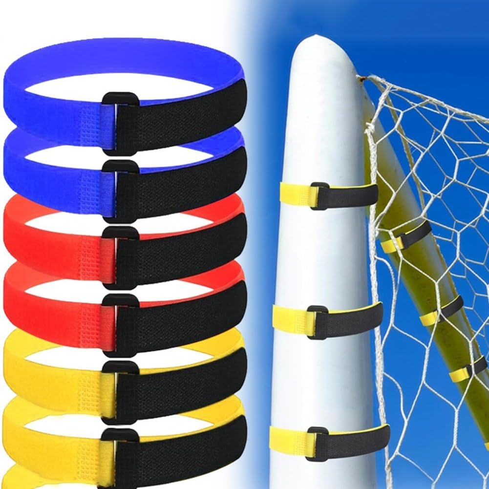 Sangles réglables pour filet de football - 50 attaches pour but de football et organisation des articles ménagers (rouge et noir)