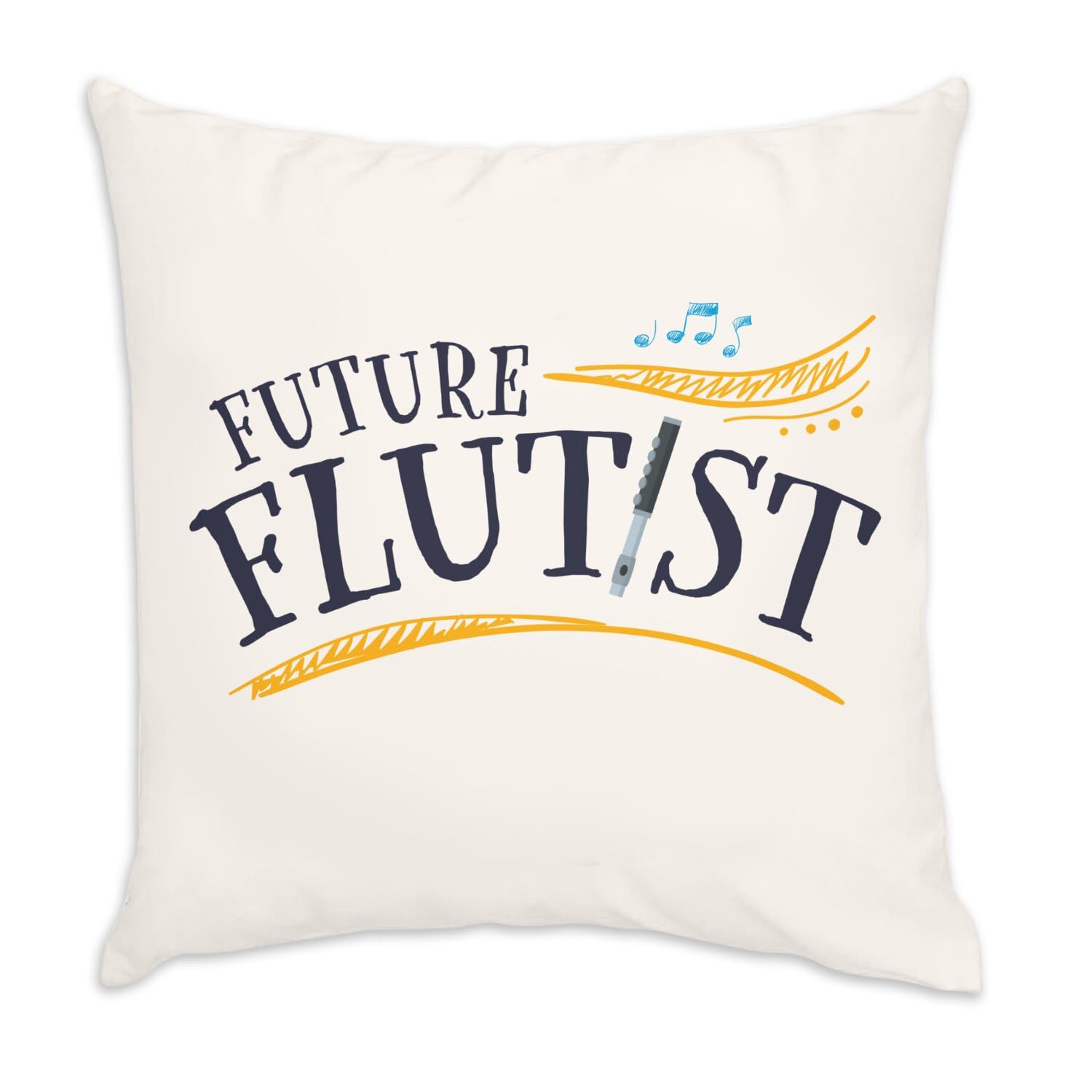 Coussin en velours blanc Future Flutist : exprimez votre passion pour la flûte au cœur du foyer