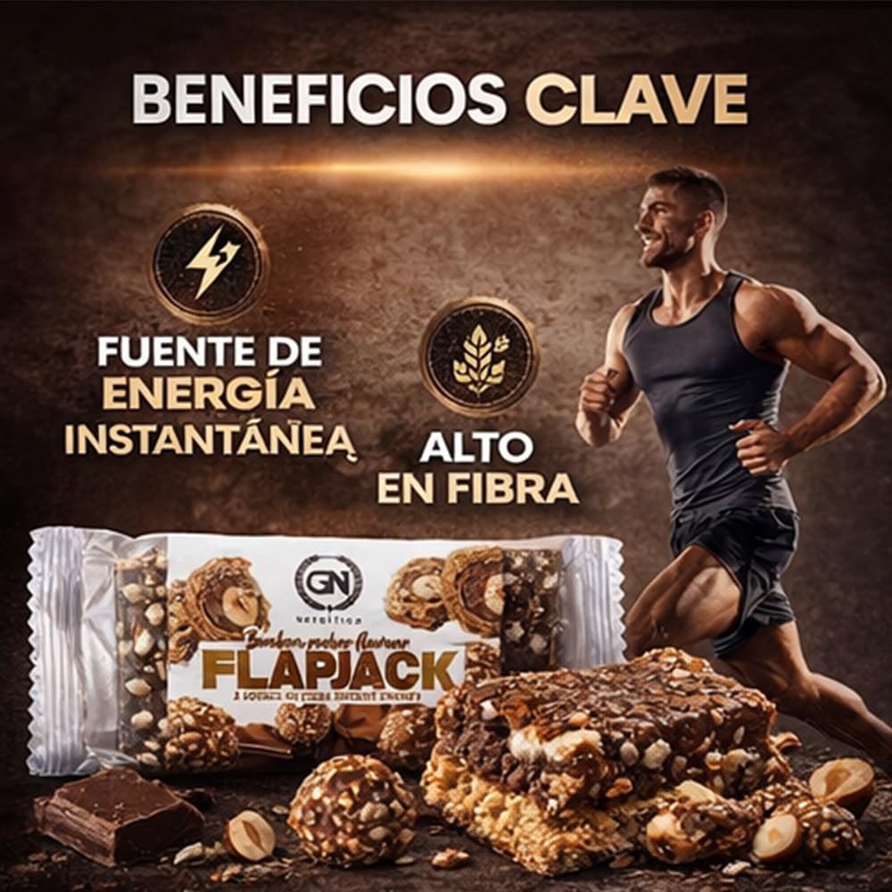GN NUTRITION FLAPJACK | Barritas Energéticas de Avena | Cajas de 24 unidades | Sabor BOMBON ROCHER