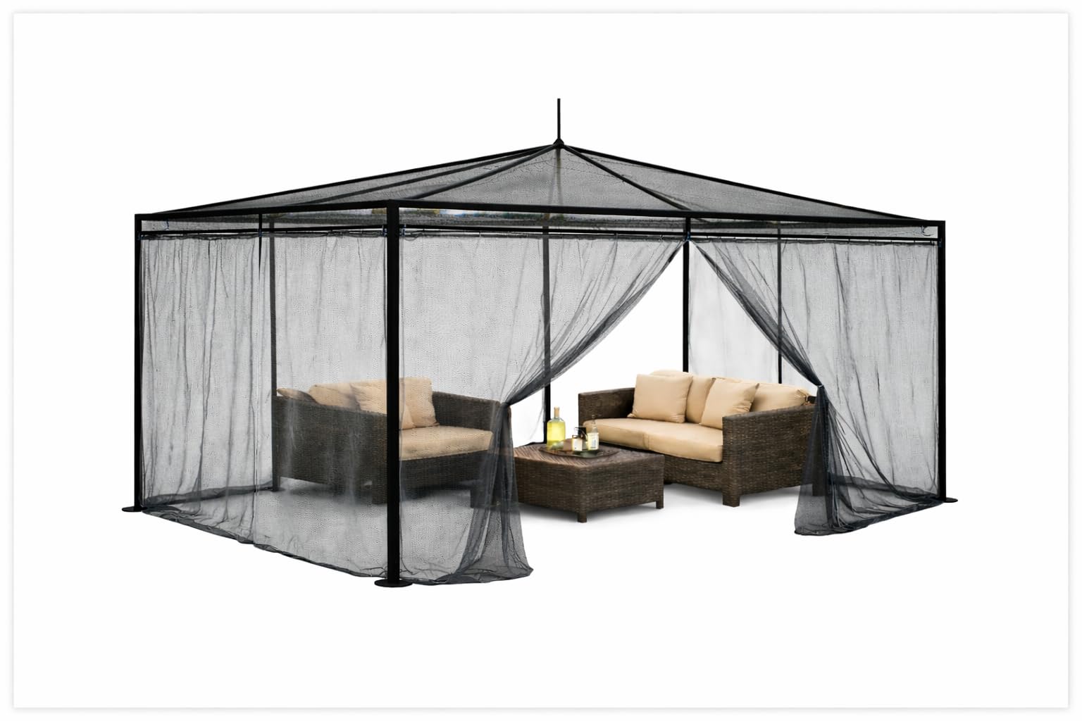 Zanzariera a forma di scatola per gazebo 400 x 300 nero