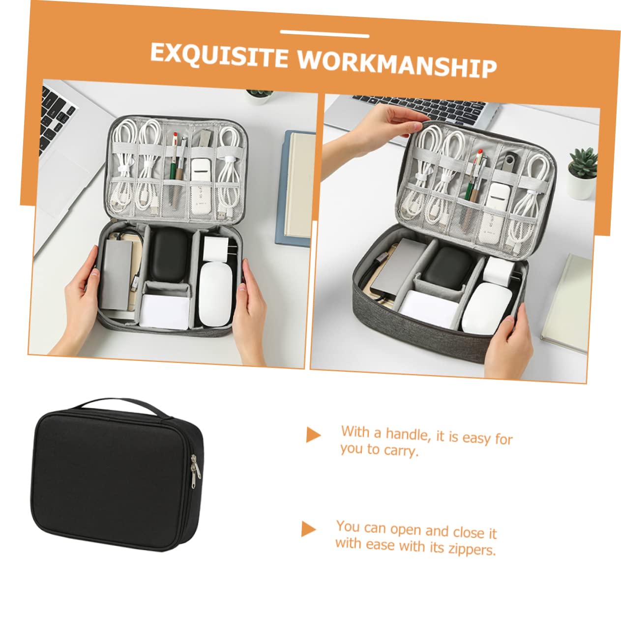 3 Pezzi Organizer Elettronico Oxford per Accessori per Uso Protezione Compatta per Caricabatterie e Facile Trasportare e Utilizzare