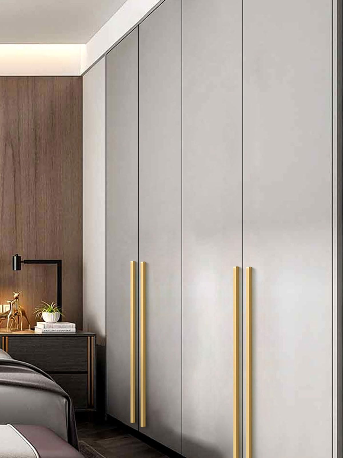 Schrankgriffe Gold Modern, 2 Stück Möbelgriffe Messing Griffen | Gebürstet, Küchengriffe Lochabstand: 32-850mm Schubladengriffe Griffe für Küchenschränke Türgriffe Kabinett Griff 256mm/10.1in
