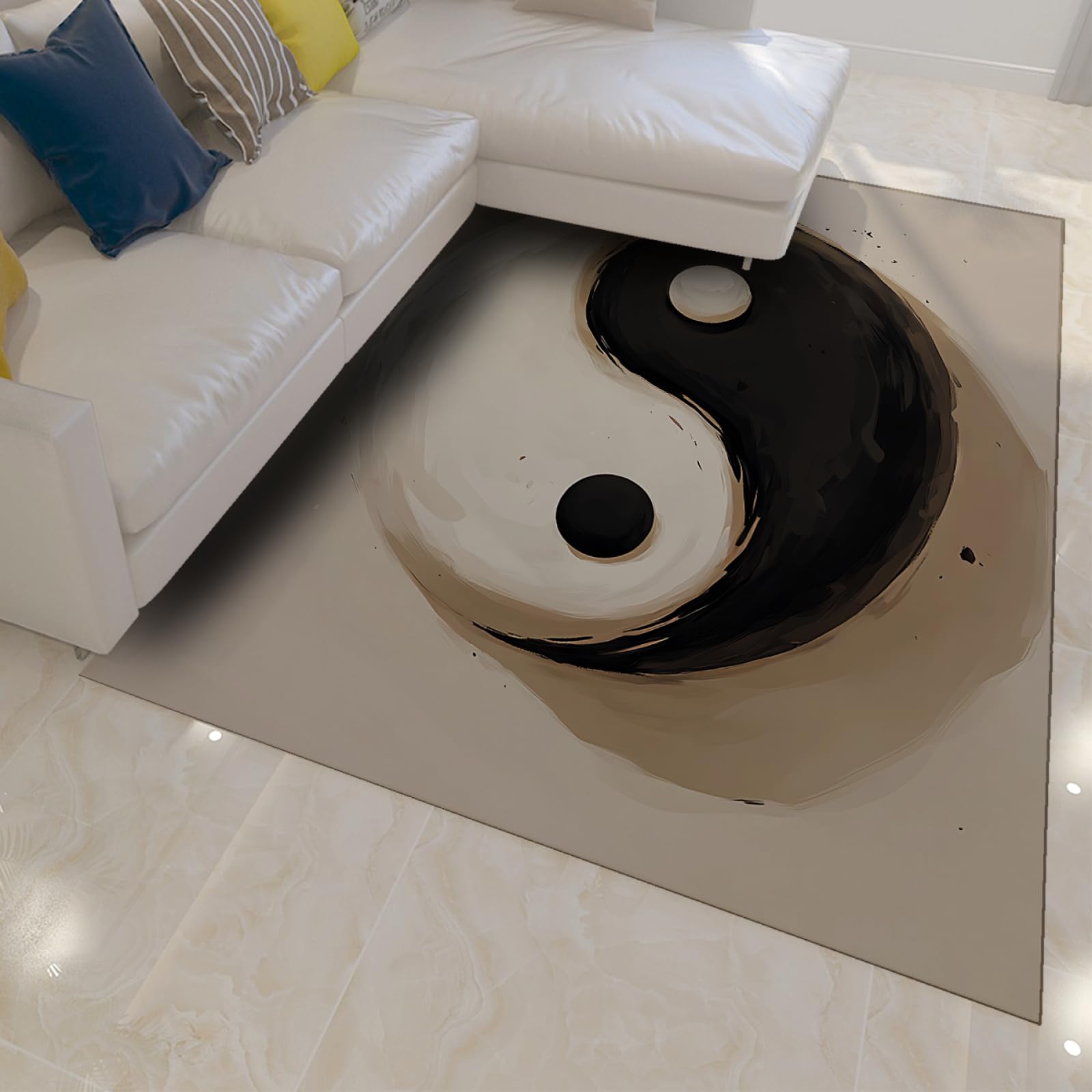Tapis moderne Yin Yang 180x240cm pour harmoniser l'énergie du salon