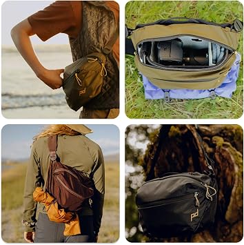 Peak Design Outdoor Sling 7L, Eclipse, Padded Adjustable Shoulder Strap for Crossbody or Waist Carry, 10 Pockets, Ideal for Carrying Cameras and Essentials, Versatile Sling Bag for Men and Women