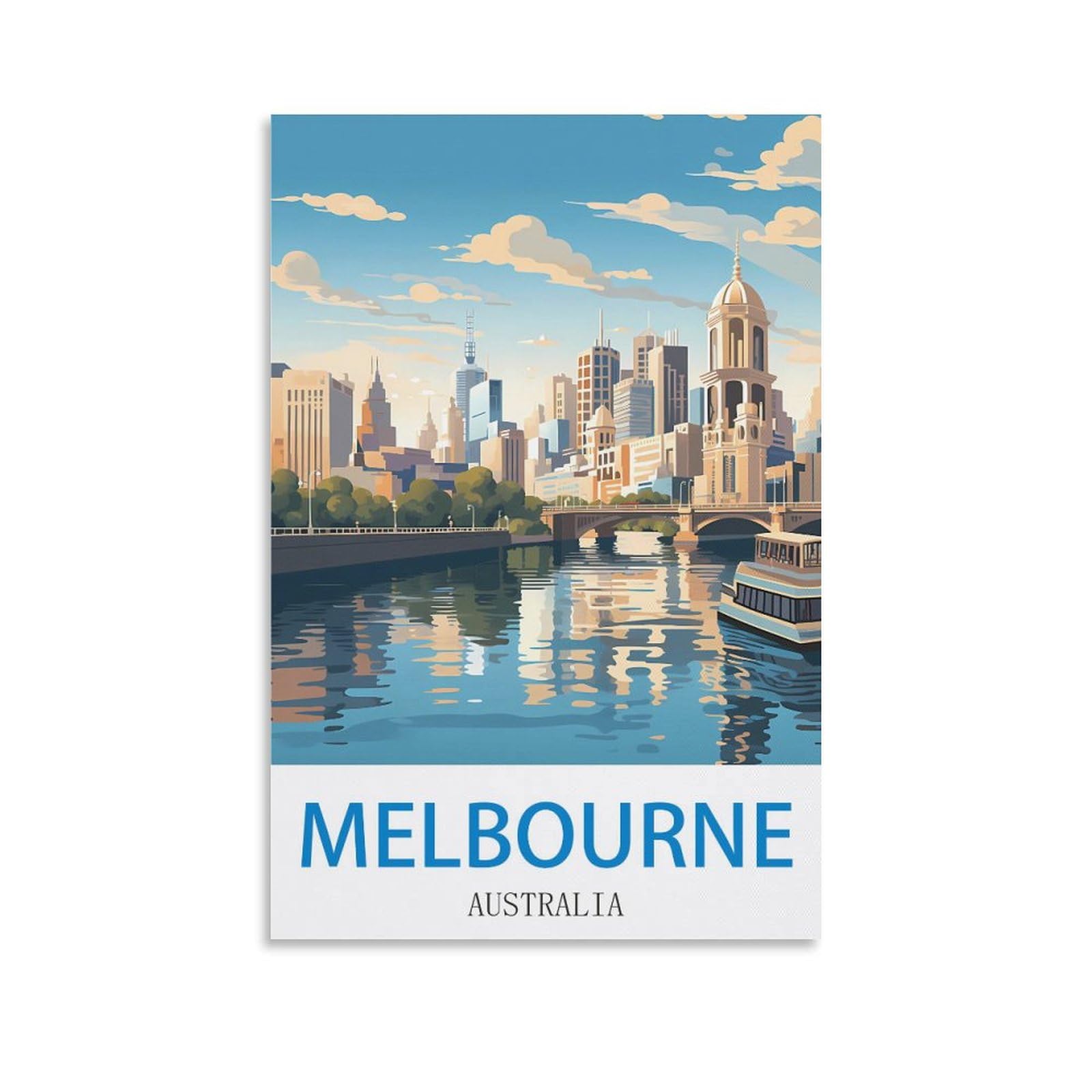 Zhilijing Unframe-Style Melbourne Australia Vintage Travel Poster 08X12inch(20X30cm) Decorative Painting Canvas Wall Posters And Art Picture Print Modern Family Bedroom Decor Posters