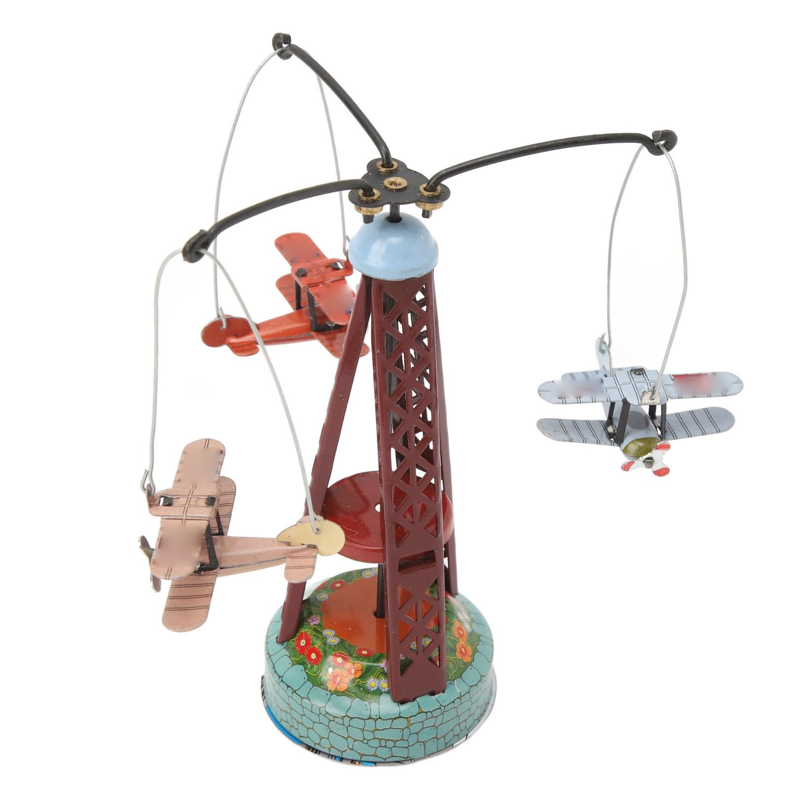 VGEBY Doppeldecker Rotierendes Spielzeug aus Weißblech, Nostalgie, Rotierendes Flugzeugspielzeug, Doppeldecker-Ornament