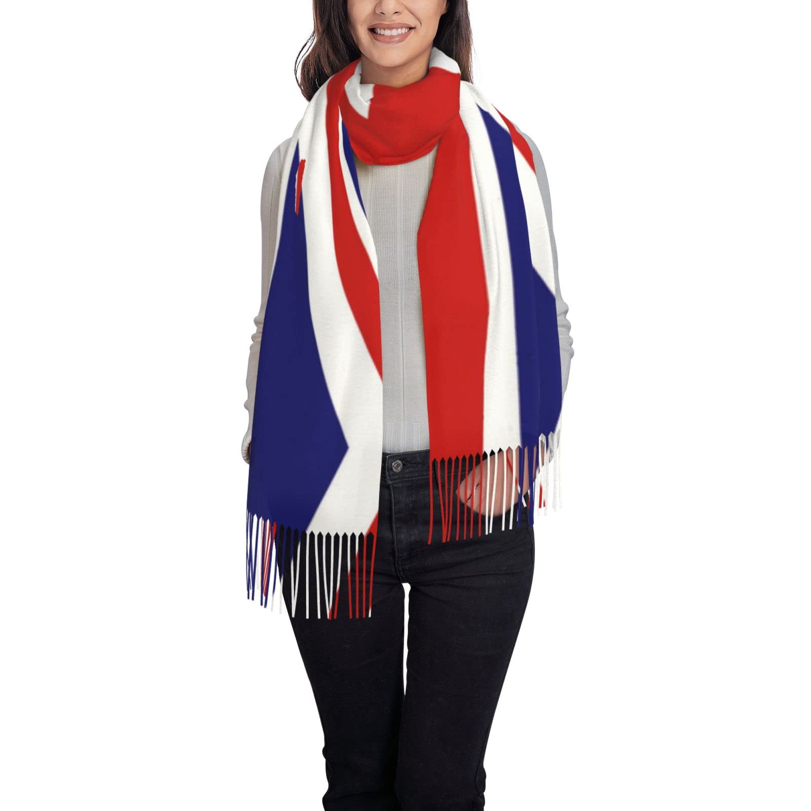 NLWQEKV Women'S British Flag Britain English England Oversize Tassel Shawl Scarf Wraps For Women