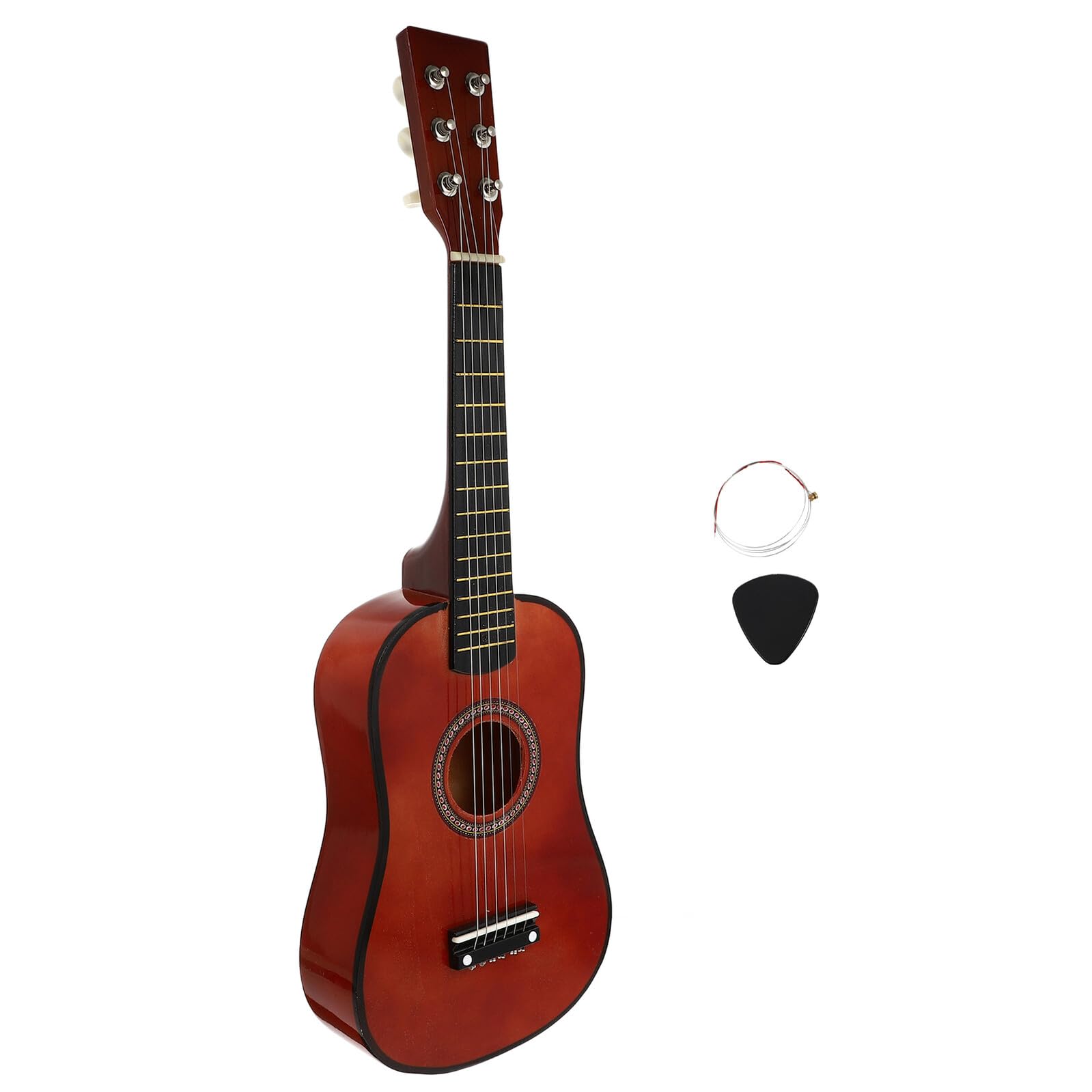 Chitarra Piccola Folk Acustica 23 Pollici in Legno per Principiante | Colore Coffee, Fattura Curata e Suono Nitido, Strumento da Pratica per Ragazzo Ragazza Colore Casuale