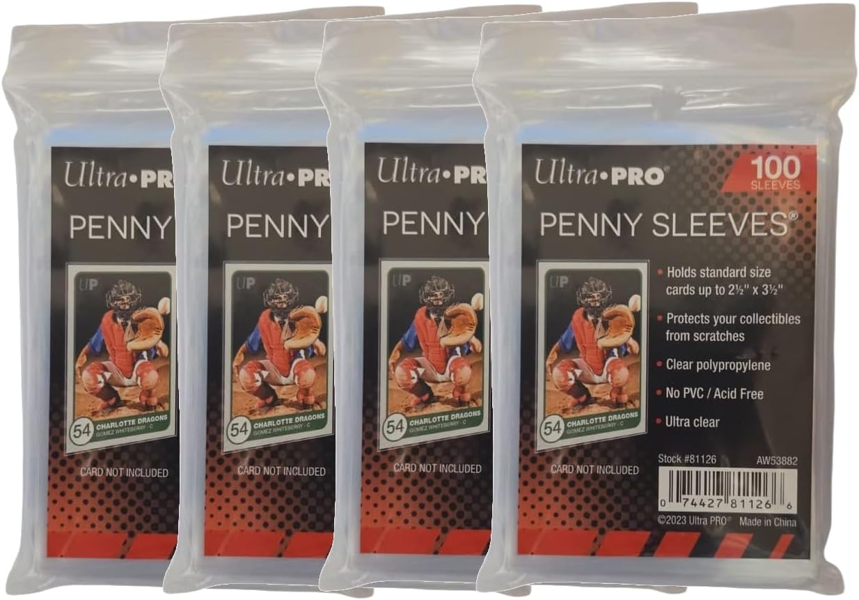 Pack of 400 Ultra Pro standard regular soft penny card sleeves for trading cards such as Pokemon, Magic, sports cards, standard size, transparent