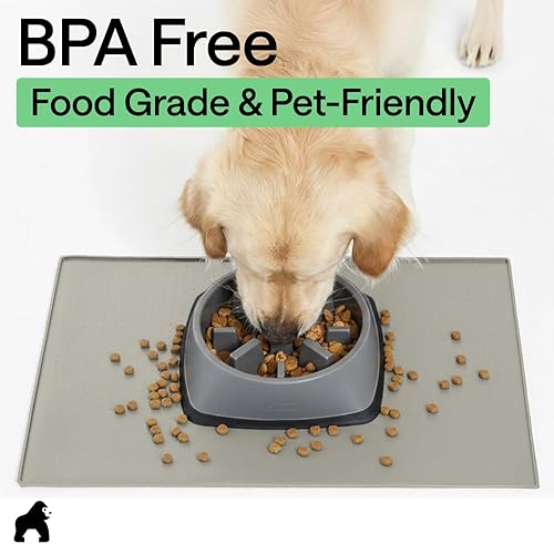 Miniatura 136 de GORILLA GRIP - Tapete de silicona 100% impermeable con bordes elevados sin BPA para mascotas, tapetes para alimentos de perros y gatos que contienen