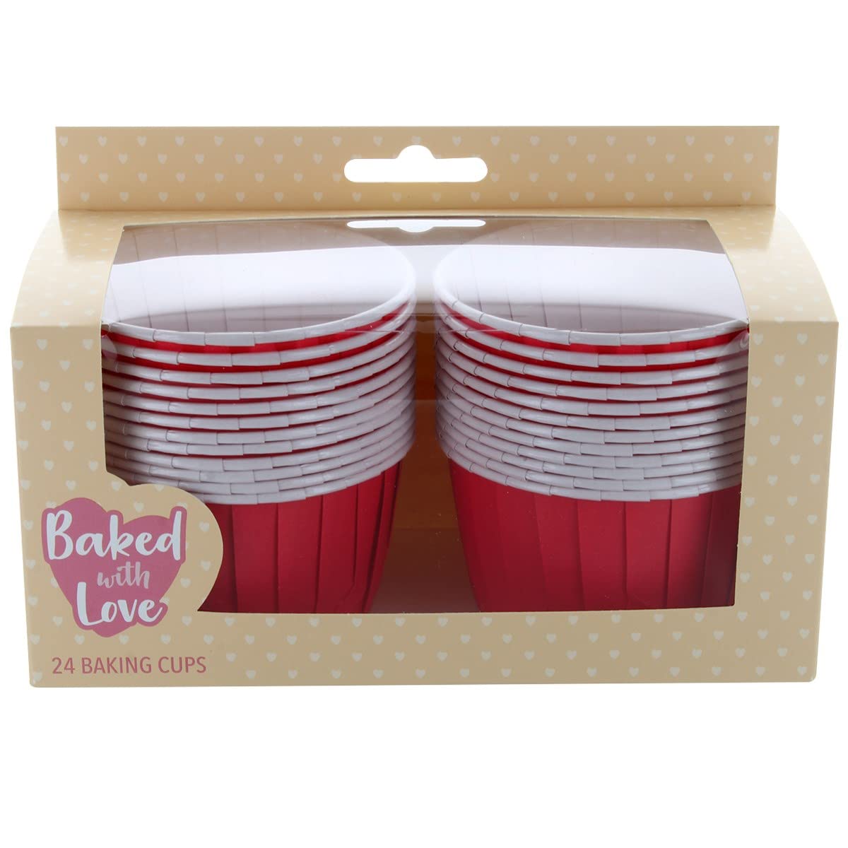 Baked with Love Red Baking Cups, Ultra Strong Giant Greaseproof Cupcake and Muffin Cases, Classic Red - 60mm, Pack of 24 (0650178)