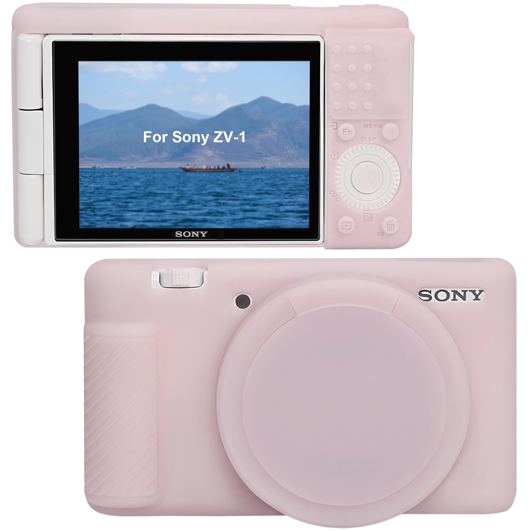 Canboc Protective Case for Sony ZV-1 Digital Camera, ZV1 Soft Silicone Cover with Removable Lens Cover, Jelly Pink (Case Only)