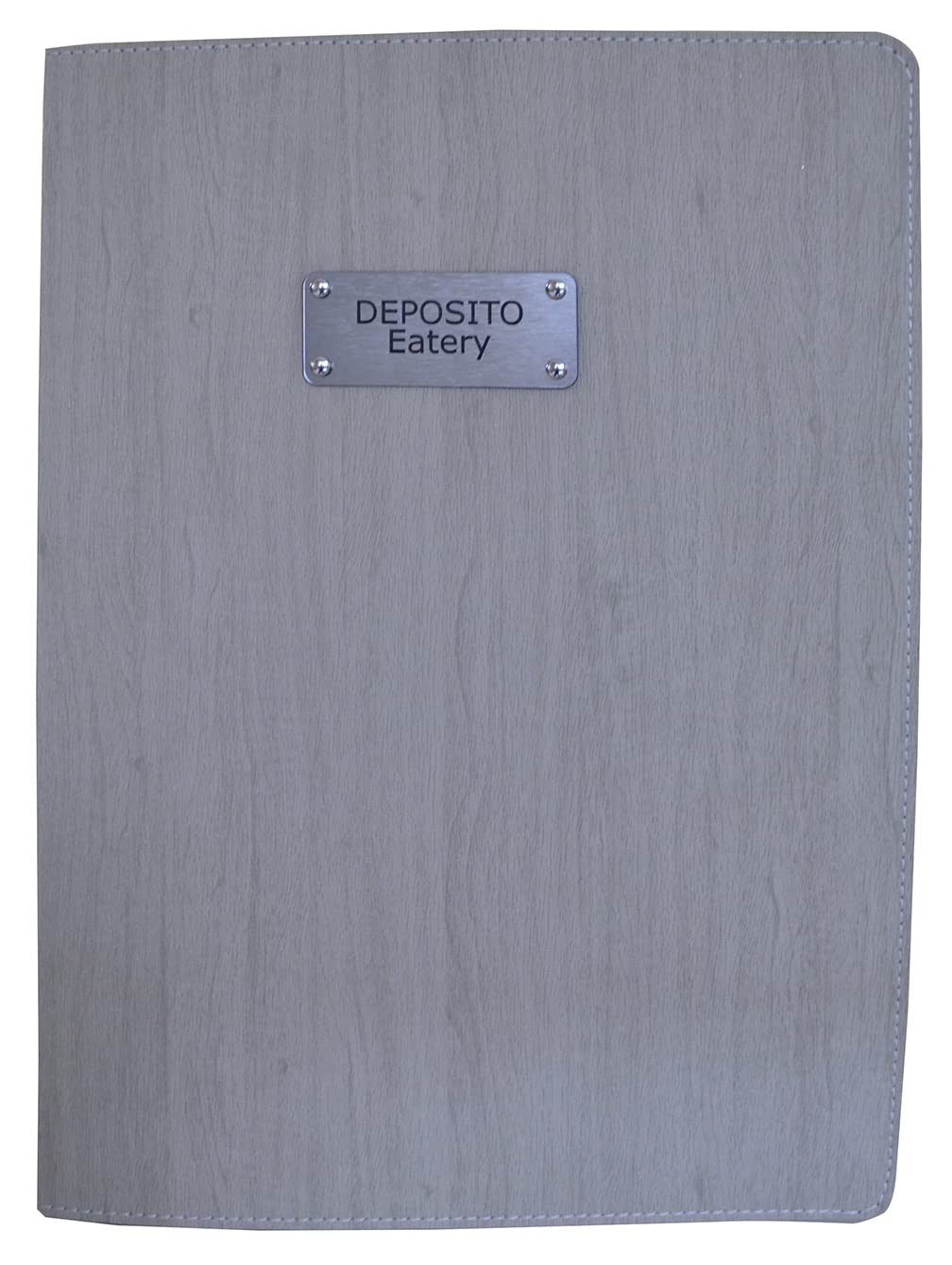 oggettando Juego de 4 unidades Menú Personalizable A4 Restaurante Pub Self Service Bar Cervecería Moderna. Piel sintética de calidad (madera gris)