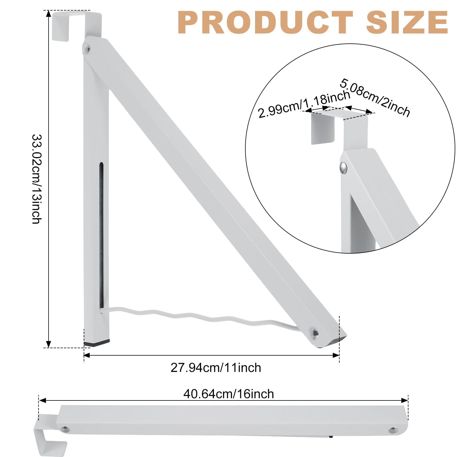HGQiviut 2 Pack Over The Door Hanger, Foldable Over Door Hooks Space-Saving Over The Door Coat Rack, Single Extending Hanging Coat Drying Racks for Bathroom, Laundry Room, Bedroom - White