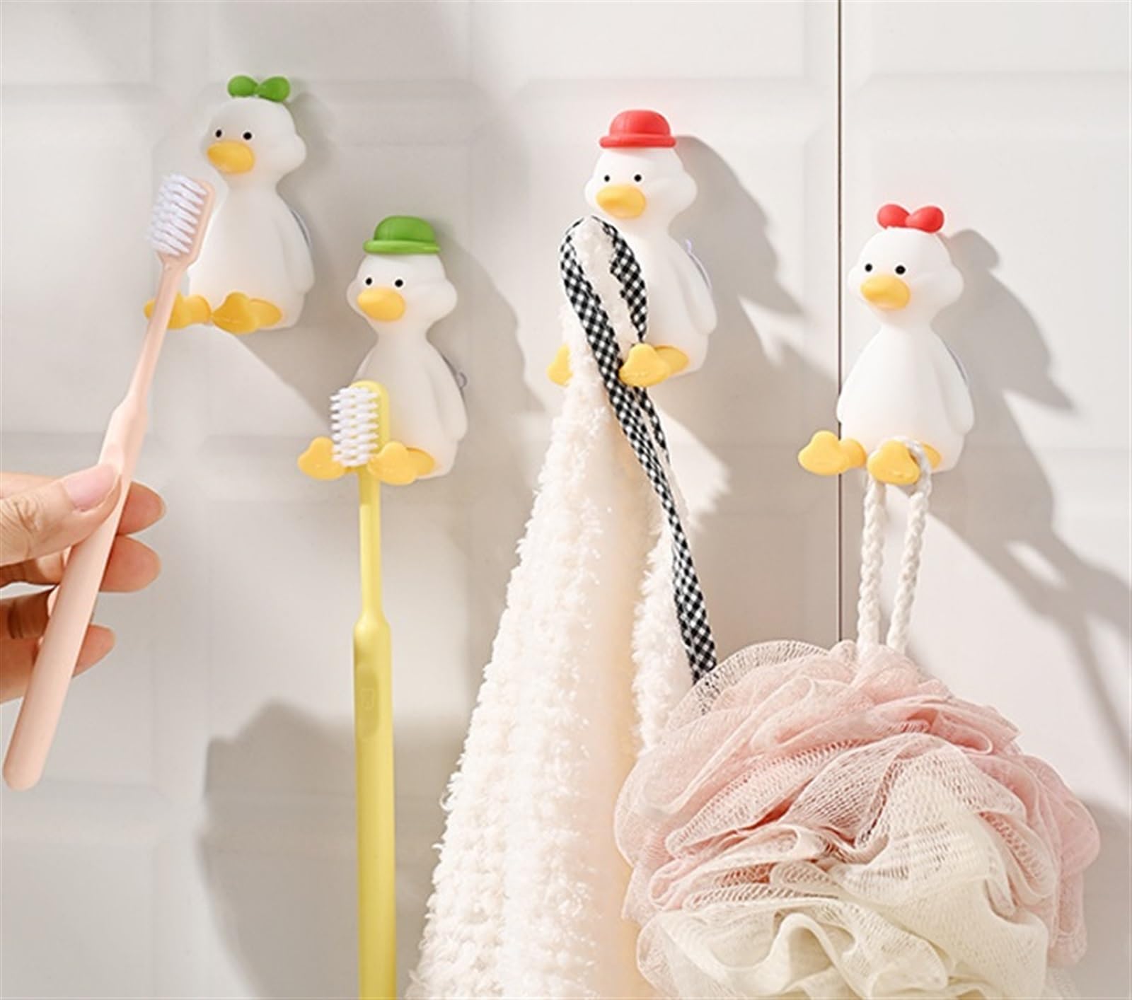 Amazon｜かわいいアヒルの歯ブラシホルダー、壁に取り付けられた