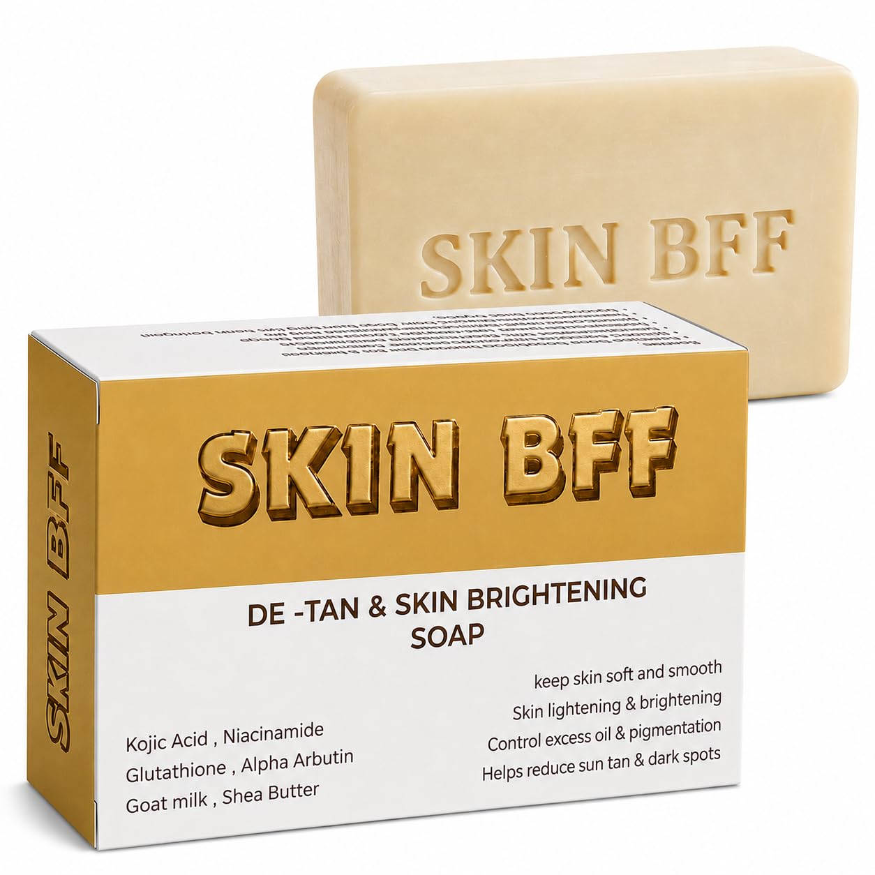 Skin bff De-Tan & Skin Brightening Handmade Soaps With Goat milk ,Shea Butter,Kojic Acid ,Niacinamide, Honey, Glutathione For Reduce Sun Tan , Control Oil & Pigmentation /Men & Women (110 grm Pack of 1) All Type Skin , Magic soap.-image-6
