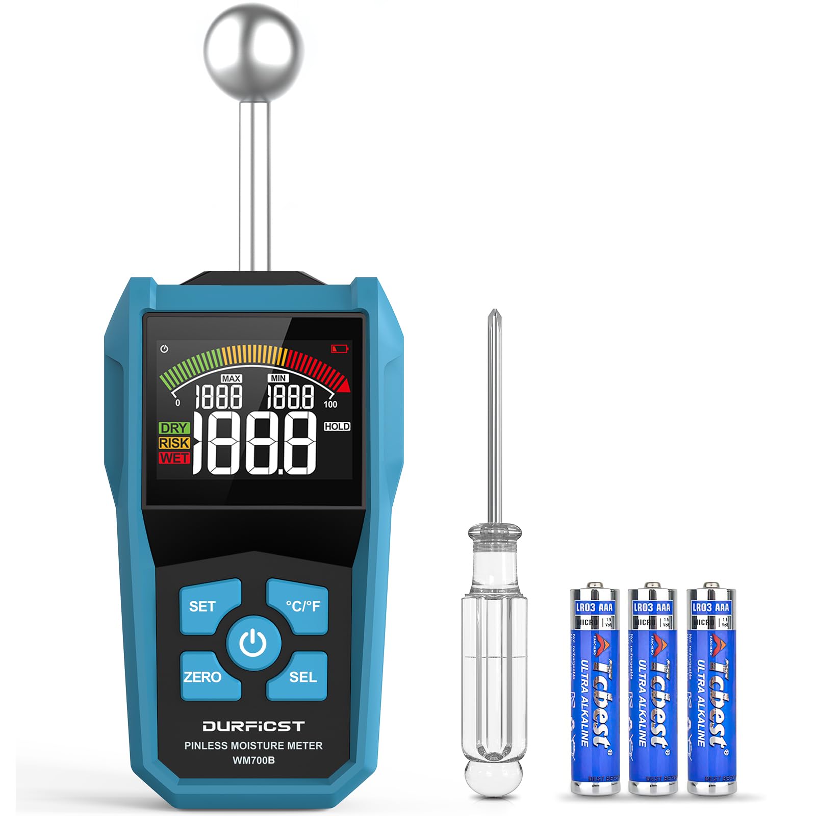 Misuratore Di Umidità MESTEK 2 In 1 - Per Legno, Pareti, Con Allarme E Display A Colori - Foto 3