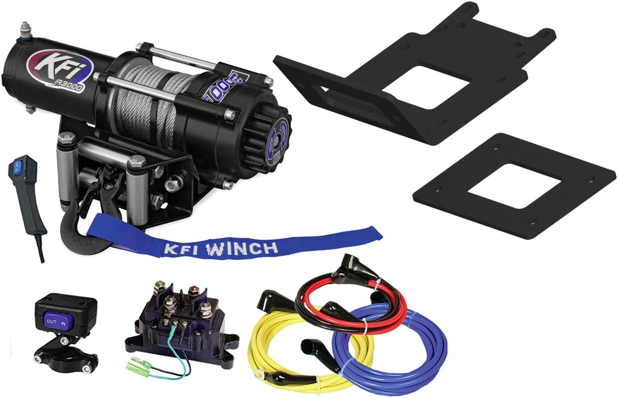 KFI A2500-R2 2500lb Winch & 101475 Winch Mount kit Compatible/Replacement for 2018-2020 Yamaha Kodiak 450 4x4