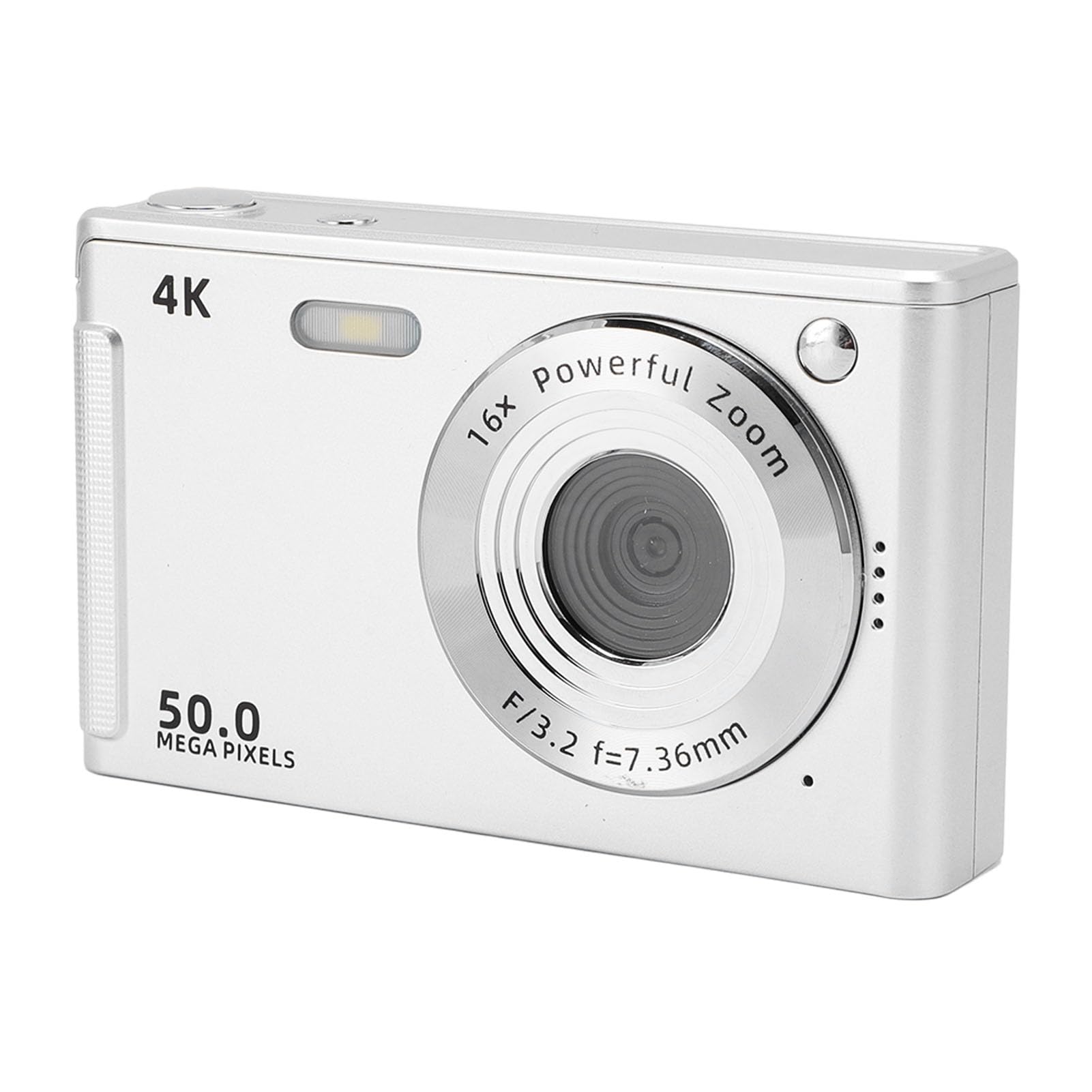 Aparat Cyfrowy 4K 50 MP, Cyfrowy Aparat Typu „point and shoot” CMOS ze światłem Wypełniającym, 16-krotnym Zoomem, Stabilizatorem Obrazu, Autofokusem AF, Ekranem LCD 2,8 Cala,