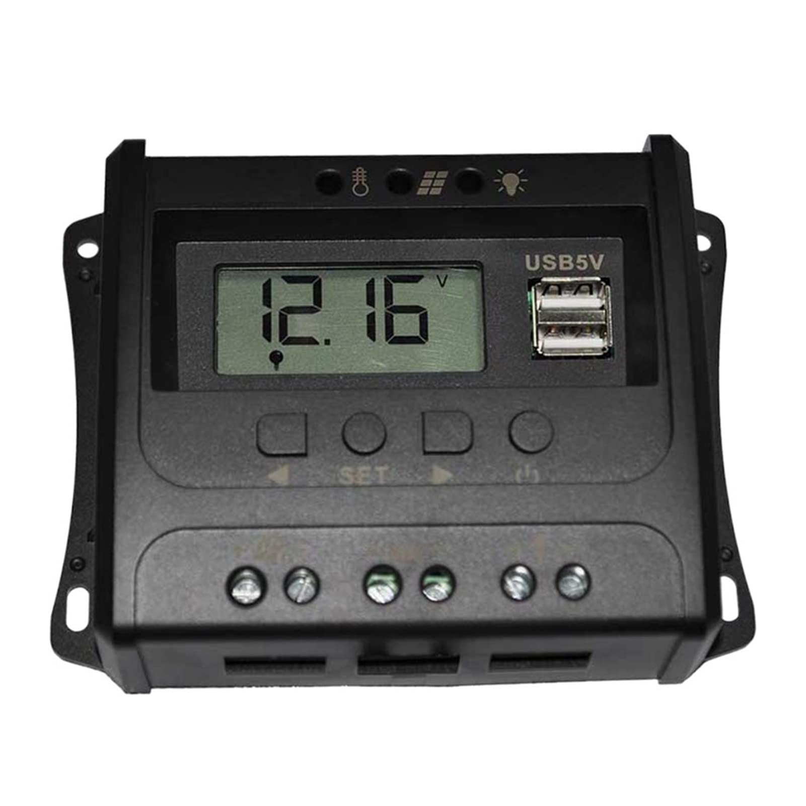 Controlador de Carga Solar, Controlador De Carga Y Descarga Solar 10A PWM Con USB LCD