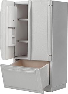 SPYMINNPOO Dollhouse Refrigerator,1:12 Mini Wooden Refrigerator Model Furniture Accessories for Dollhouse Handlebar Doll Accessories(GreyÂ£Â©