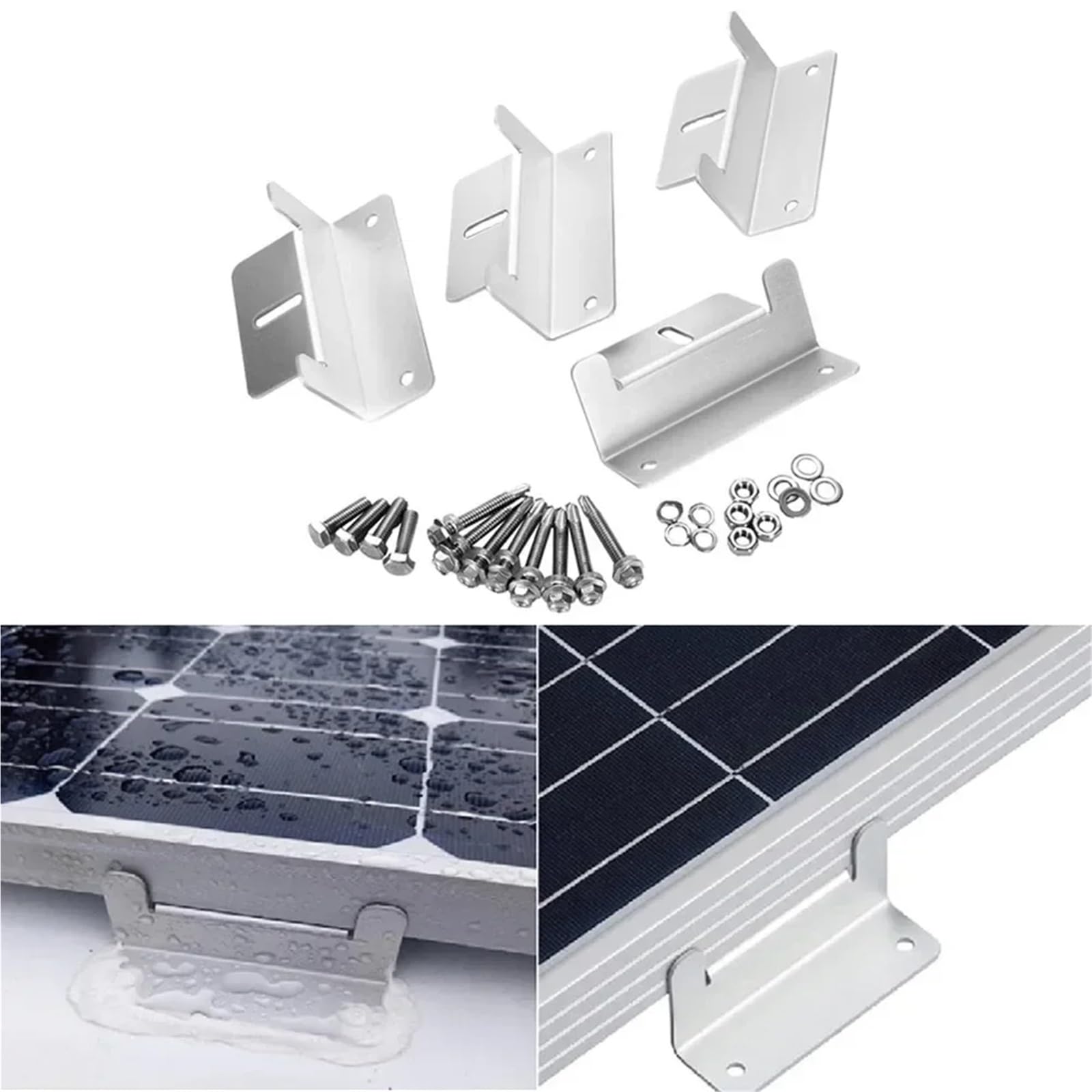 Staffe di montaggio per pannello solare, 8 pezzi, kit di montaggio in alluminio per pannelli solari a Z, stile tetto per veicoli (auto/barca/camper, yacht) (nero)