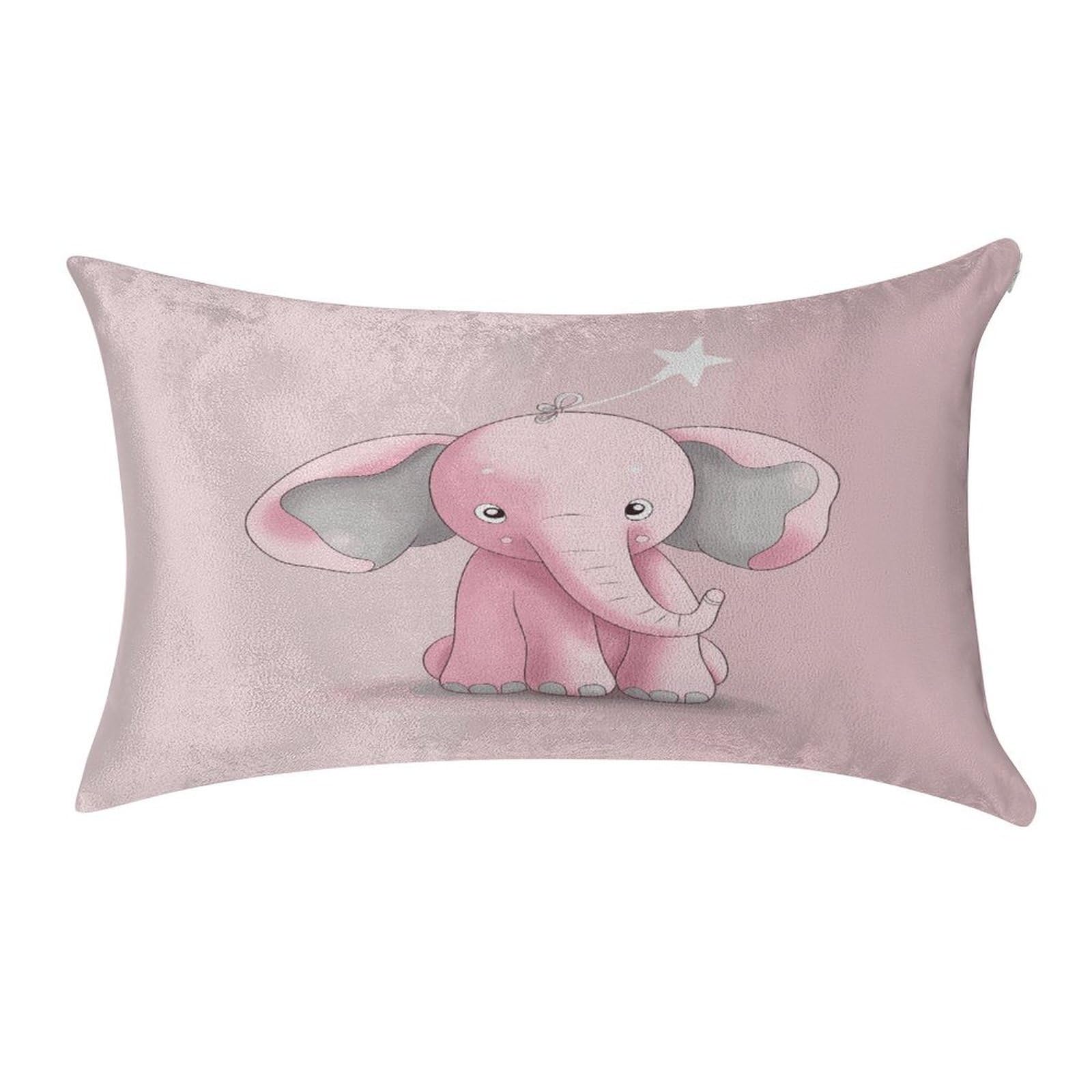 FekiLoot Pink Elephant Pillow Cover Modern Lumbar Pillow Covers Easy Care Velvet Pillowcase Super Soft Cushion Case Rectangular Throw Pillow Cover for Couch Sofa Bedroom Car Decor
