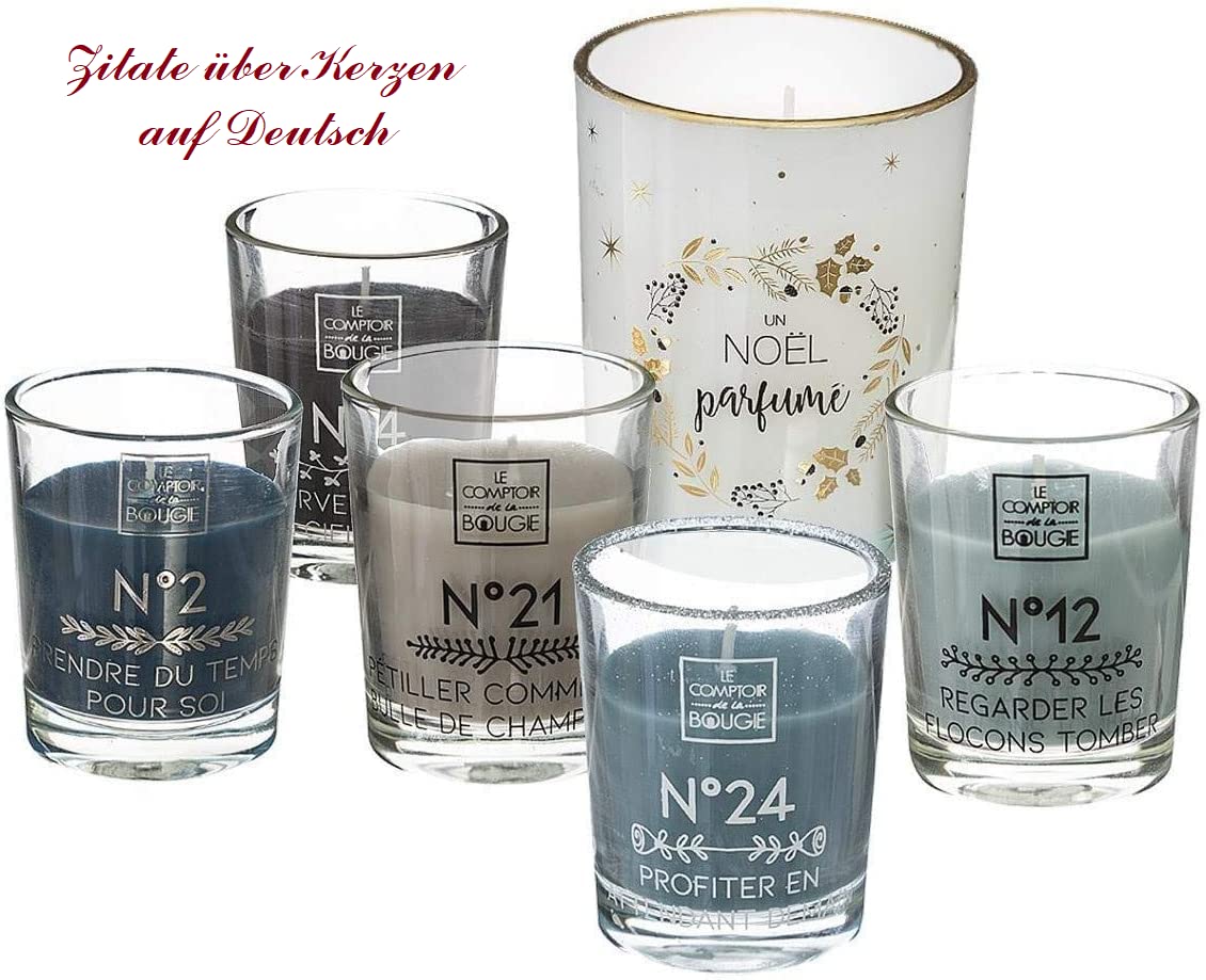 Origineller Adventskalender mit 25 Duftkerzen im Glas mit Spruch - Adventskalender kerzen - Deutsche Fassung