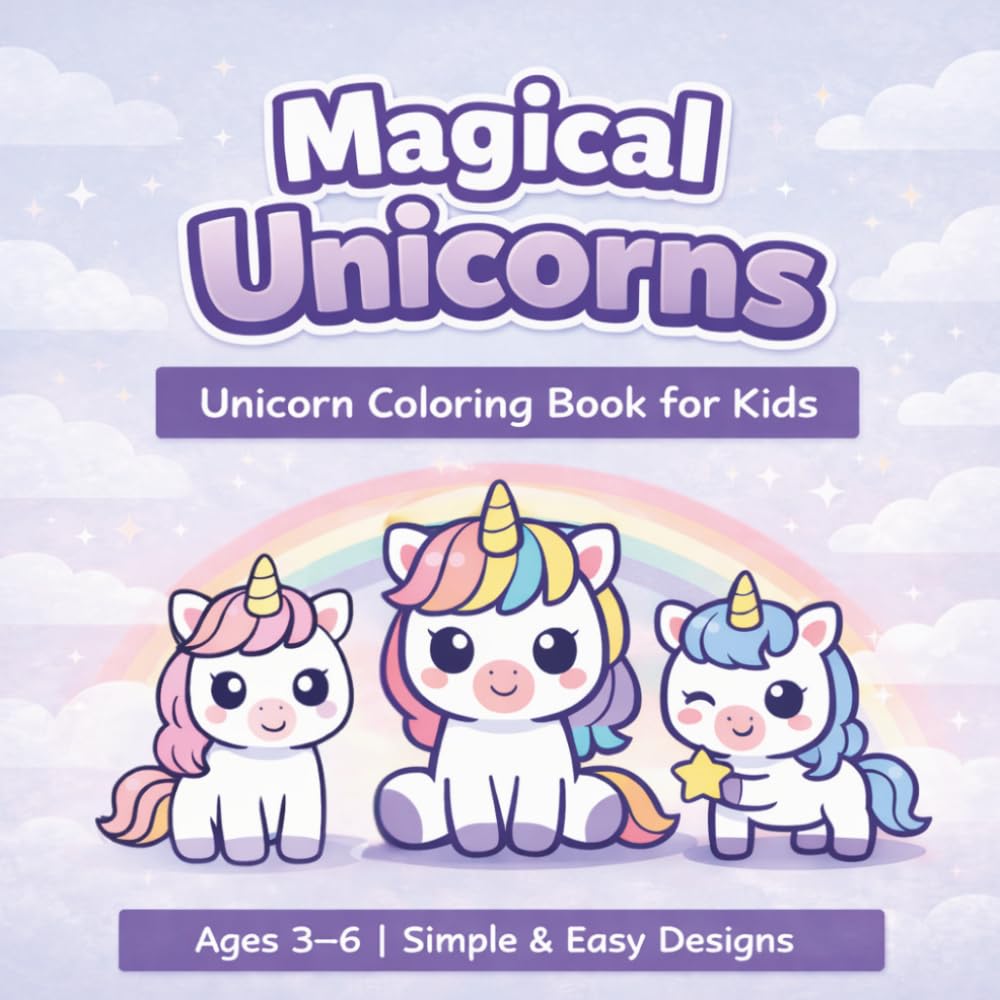 Magical Unicorns: Unicorn Coloring Book for Kids Ages 3-6 (Little Fantasy Friends Coloring Series)