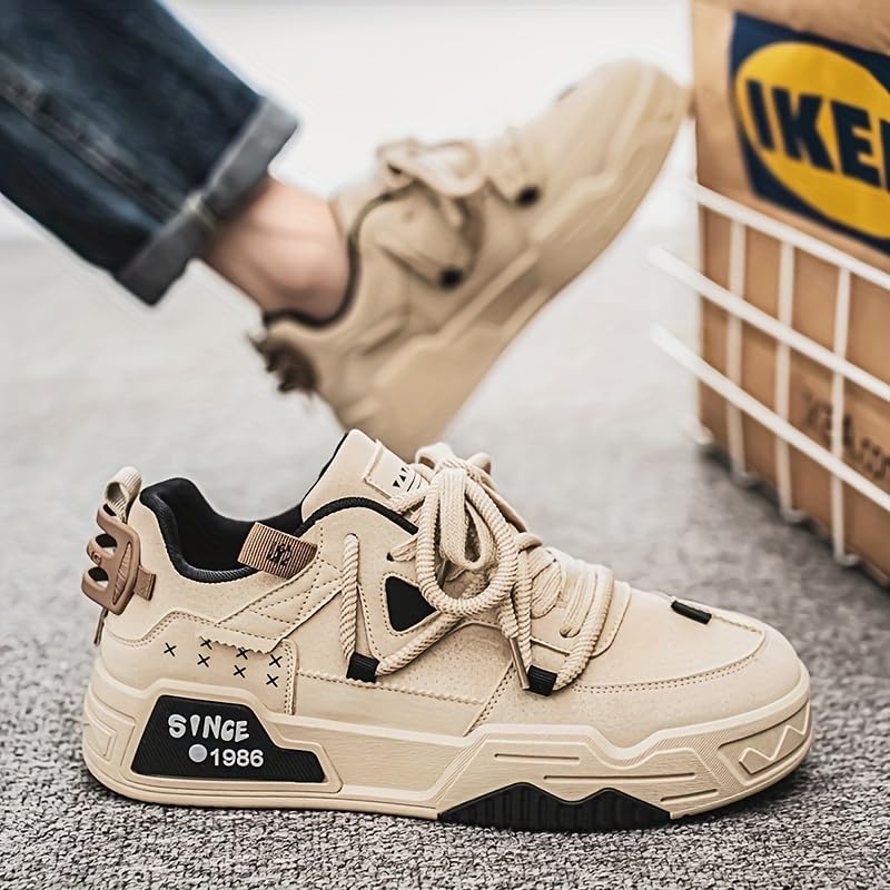 Comfortable Breathable Men's Fashion Skate Sneakers - Non-Slip Lace-Up Shoes with Rubber Sole for All Seasons4