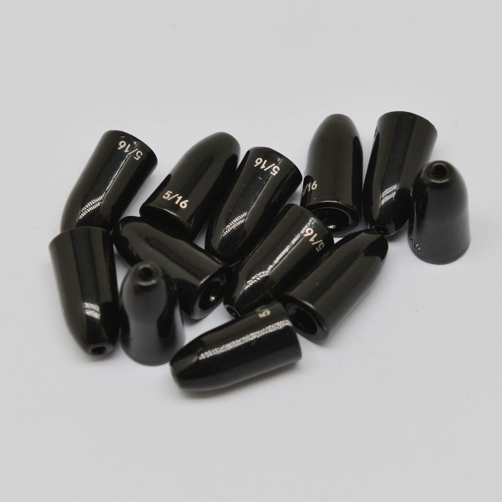 Alichino Flat Shiny Black Tungsten Worm weightsfor bass, Tungsten Bullet Sinker, Tungsten Fishing Weights (5/16oz, 12pcs)
