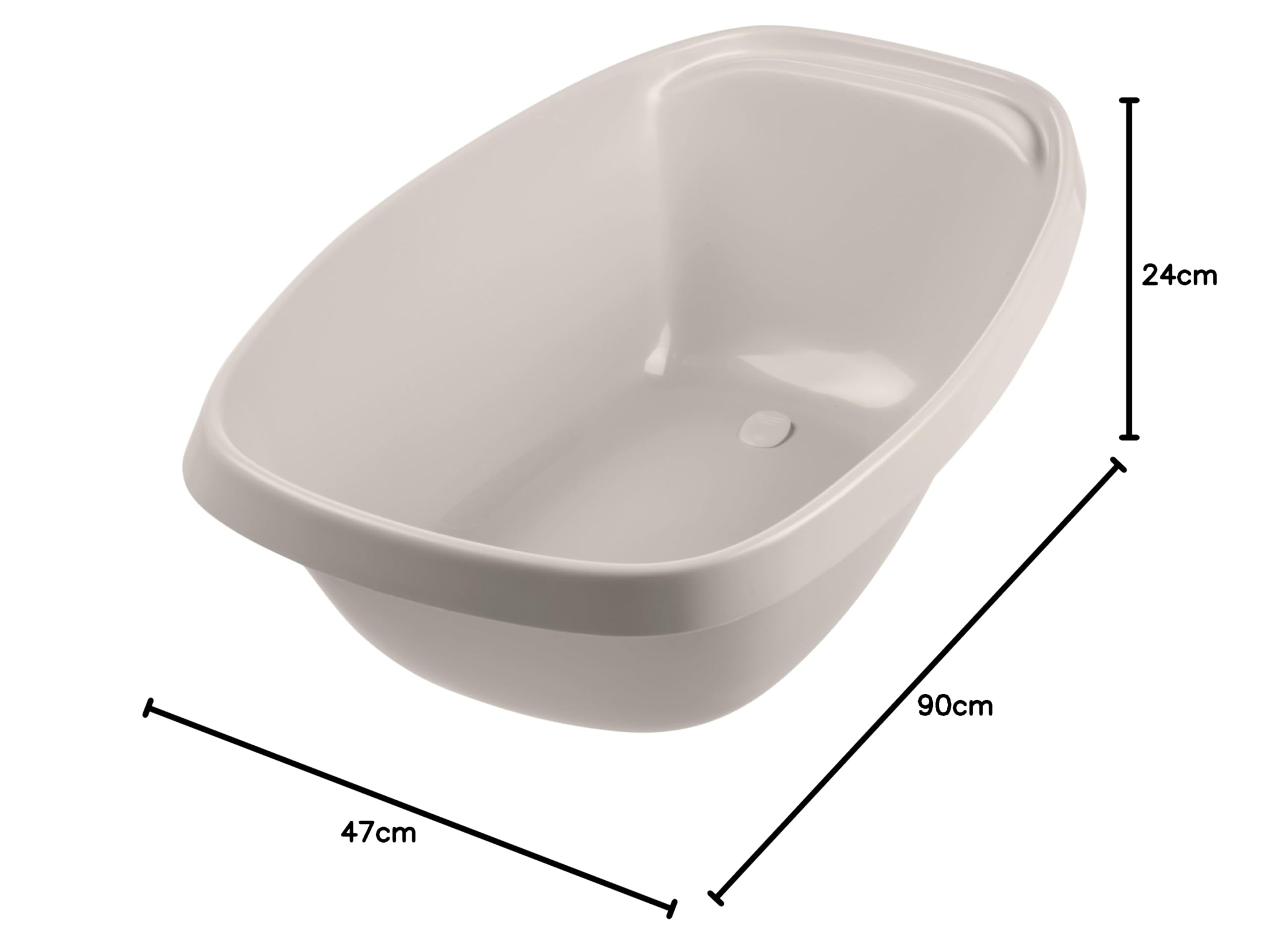 Orthex Wanna 50 l z wtyczką, szara, do kąpieli dla niemowląt, nie zawiera BPA, 10-letnia, dł. 90 x szer. 47 x wys. 24 cm
