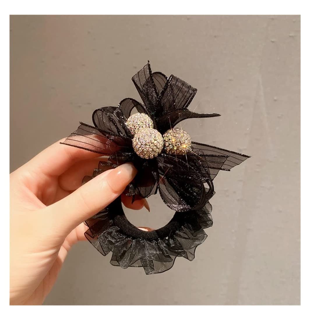 Feste Elastici Capelli 3pcs Bow Knot Organza Hair Ring Female Ball Bead Headgear Summer Ponytail Rubber Band Decorazione