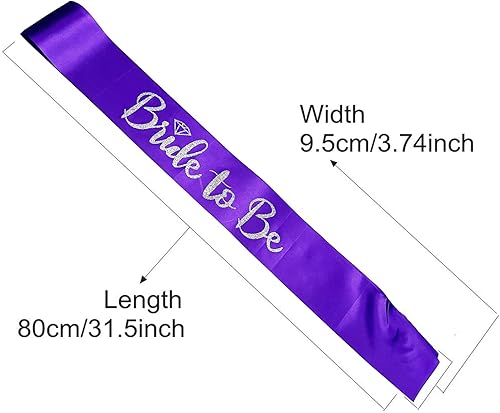 Miniatura 9 de Bride to Be - Banda de satén negro con letras plateadas con purpurina plateada, banda para despedida de soltera, boda, fiesta, recuerdos,
