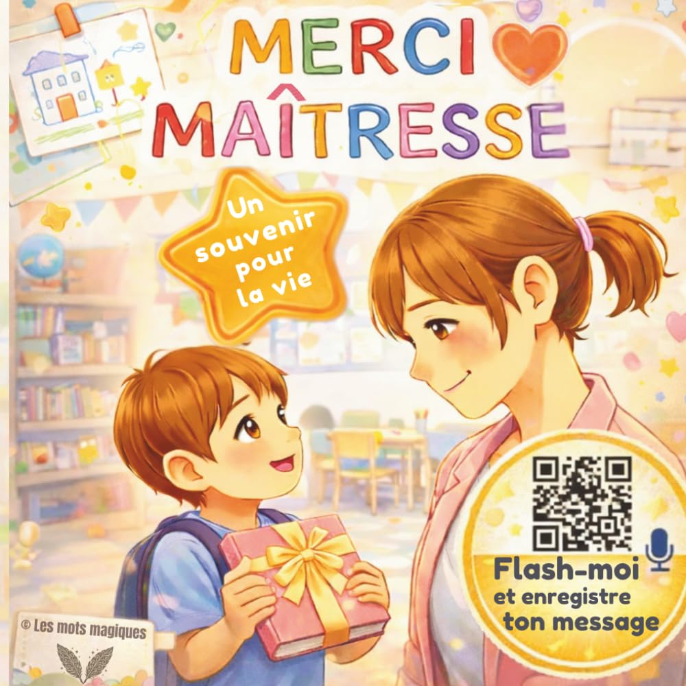 Merci Maîtresse: Cadeau personnalisé à compléter par votre enfant | Livre souvenir de fin d’année avec message vocal et diplôme à télécharger