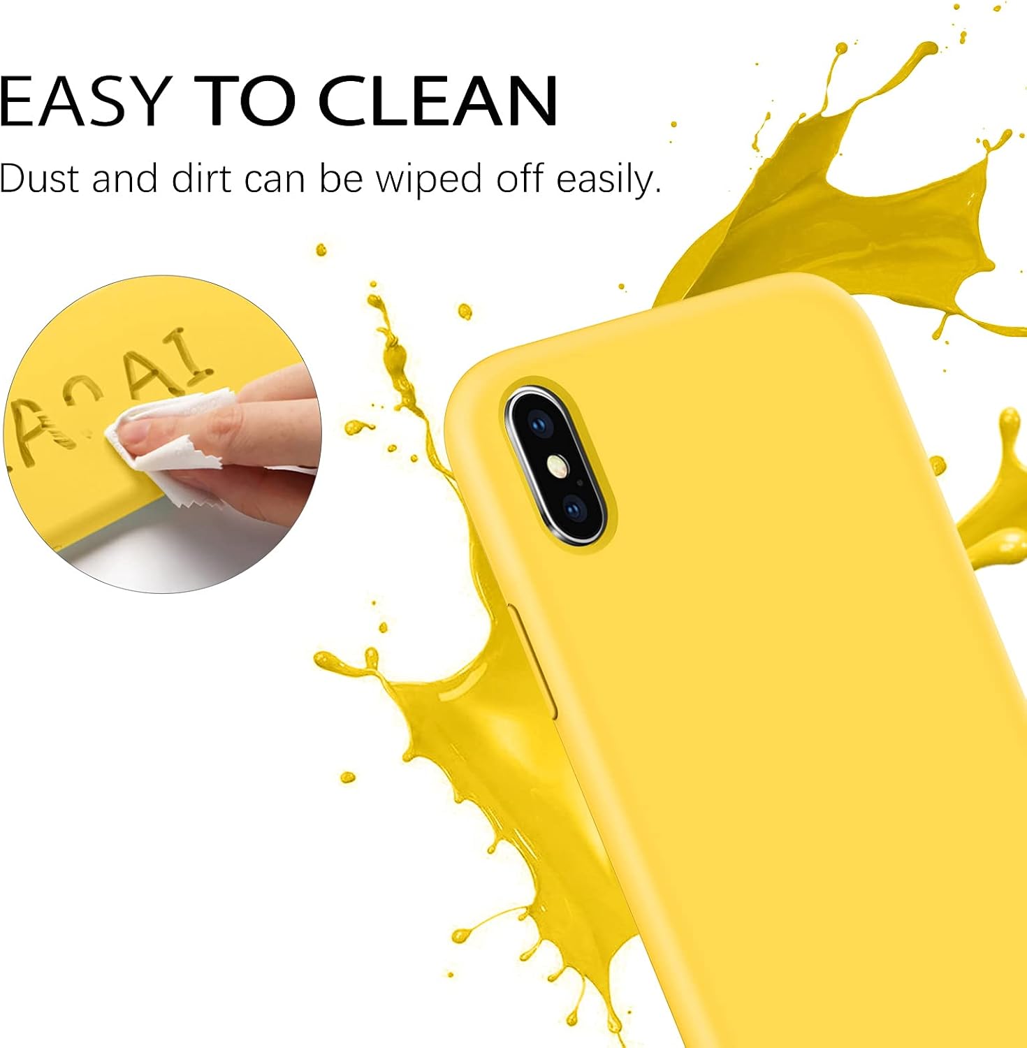 DUEDUE iPhone Xs Max Case, Liquid Silicone Soft Gel Rubber Slim Cover with Microfiber Cloth Lining Cushion Shockproof Full Protective Case for iPhone Xs Max for Women Girls, Yellow