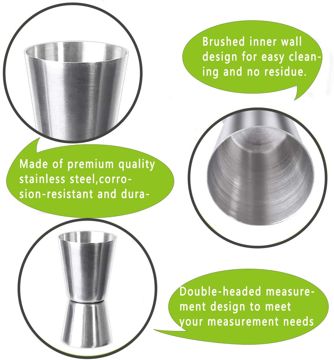 3 Stück Cocktail Messbecher Edelstahl - Doppelmaß Jigger 1,5cl Bis 5cl