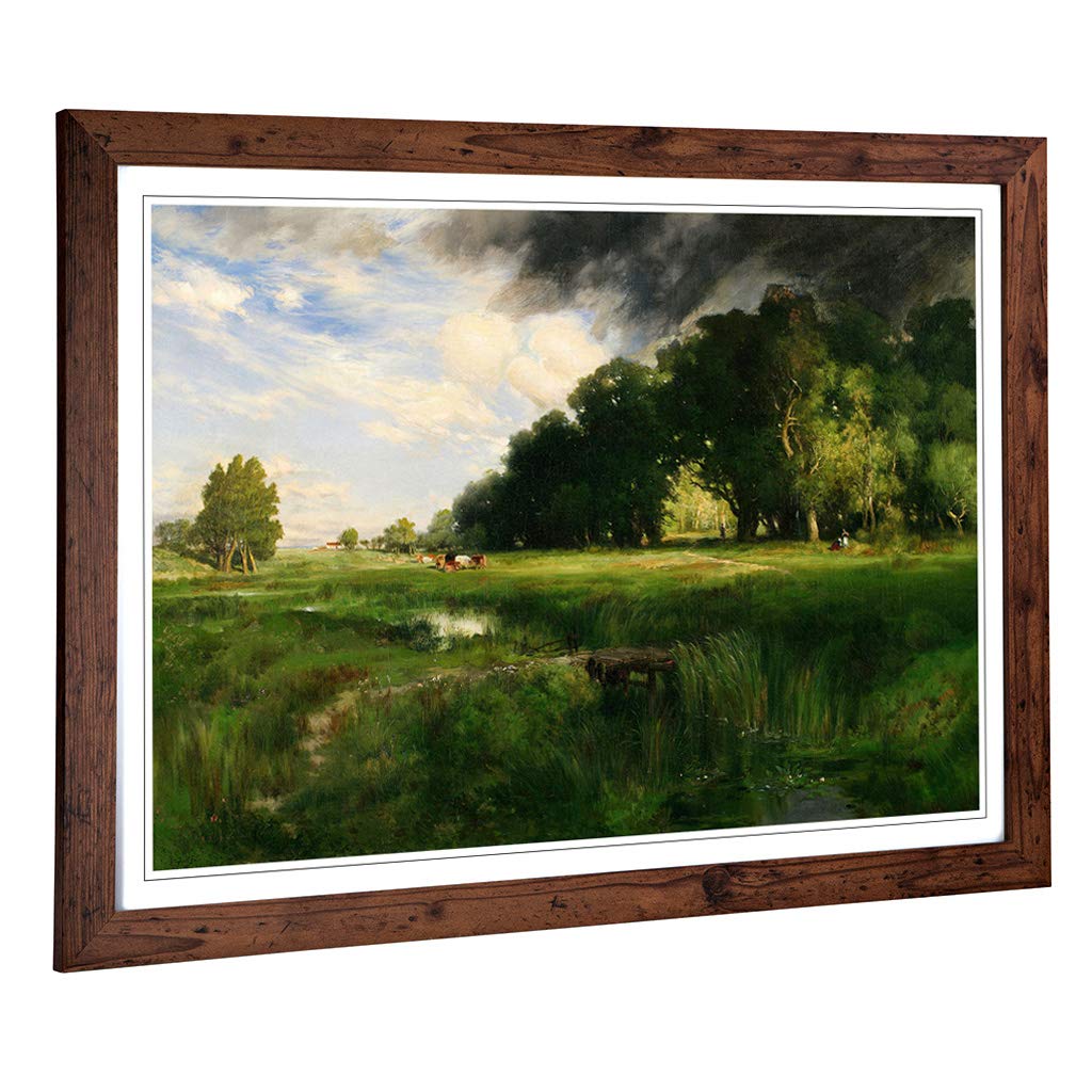 Big Box Art Framed Print of Thomas Moran Summer Squall Glenn Design | Wall Art Picture | Home Decor for Kitchen, Living Room, Bedroom, Hallway, Walnut, A2 / 24.5x18 Inch / 62x45cm
