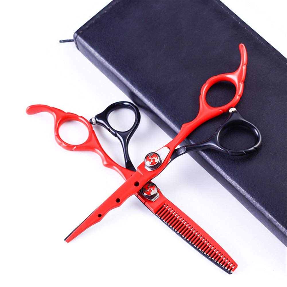 Ciseaux de coiffure 6 pouces en acier inoxydable avec peigne noir et boîte