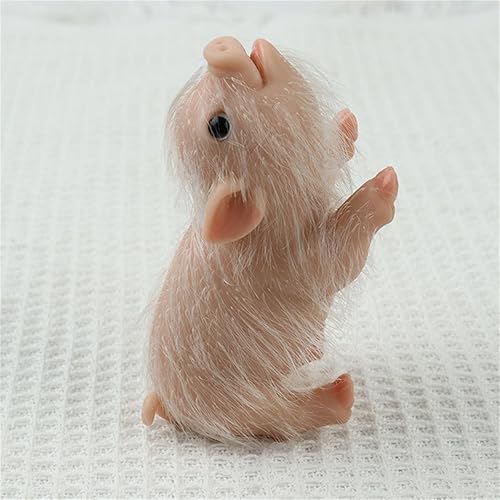 Miniatura 7 de Reborn - Cerdo de silicona para mascotas de 5 pulgadas, mini cerdito realista de silicona, muñecas realistas de pelo blanco, animales falsos