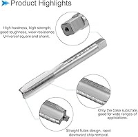 Vista 4 de Machos de fresado de rosca, rosca NPS 1/8-27 H2, máquina de acero de alta velocidad 3 flautas rectas, herramienta de roscado de tornillo
