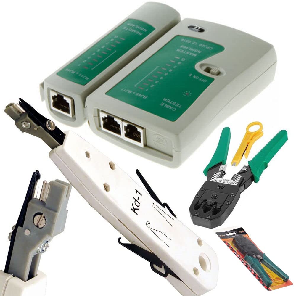 HKeCart - ( Combo Set ) Rj45 Rj11 Crimping Tool + KD-1 Professional Punch Down Tool + Network / Ethernet / LAN Cable Tester-image-9