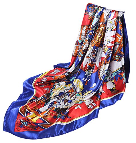 Women's Chinese Retro Prints Large Square Scarf Neckerchief 35" * 35"3