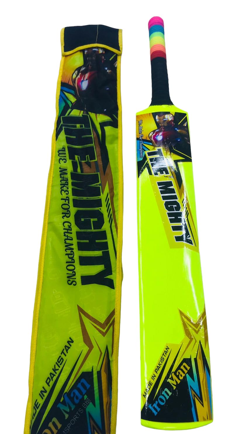 The Mighty Size 5 Cricket Bat with Cover – Ideal for Kids Ages 10–12 – Tennis Ball & Tape Ball Cricket Bat for Training & Street Play