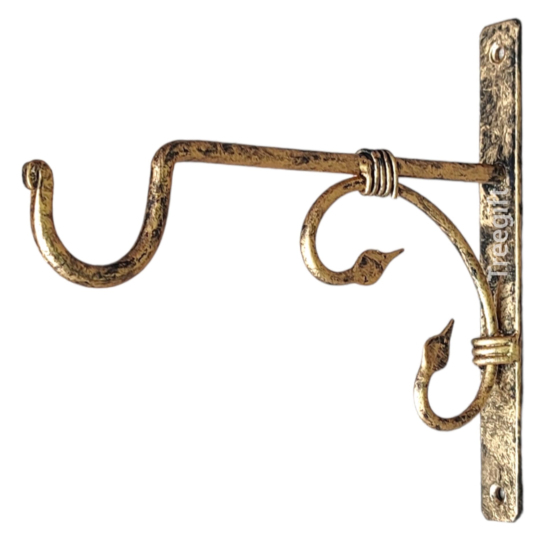 Treegift Wall Hanging Brackets Wall Hooks Plant Hangers Brackets for Hanging Planters,Plants,Flower Pots and Other Hanging Items.Antique Golden Colour. Size- 19" by 17" cm (Single) (B0D4JPZ9D8) Amazon Price History, Amazon Price Tracker