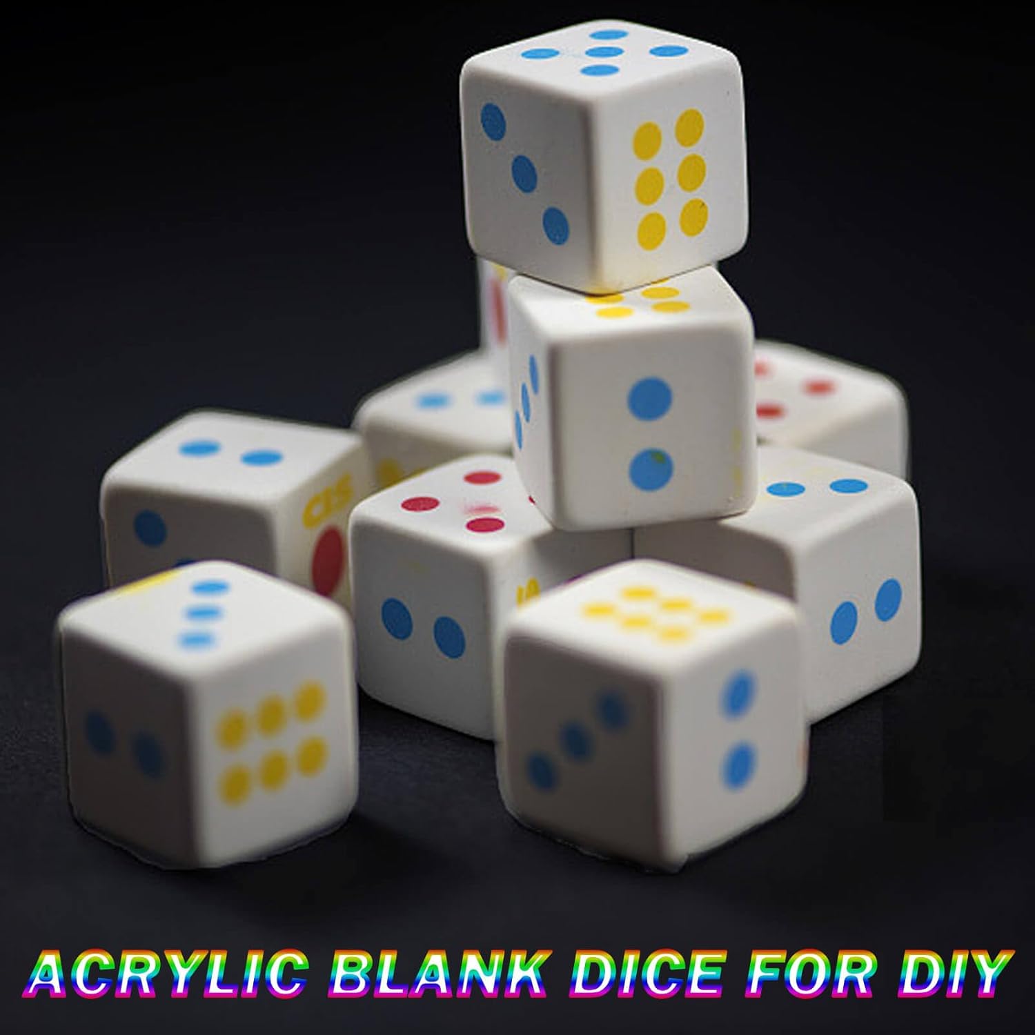 Blank Dice 16MM Acrylic Dice Write on White Cubes with Smoothed Surface Six-Sided Dice for Classroom Board Games DIY Sticker Counting Teaching Fun Numbers Building Blocks Custom Making (50 PCS)