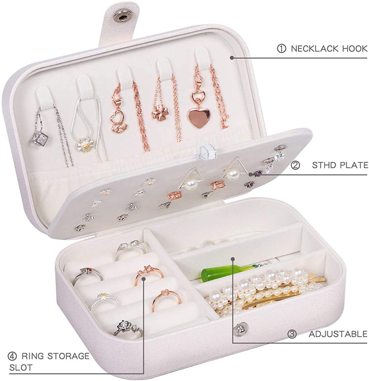 Jewellery Box, PU Leather Jewelry Case, Travel Jewelry Storage Case for Rings, Earrings, Necklace, Bracelets Organizer Jewellery Storage Boxes