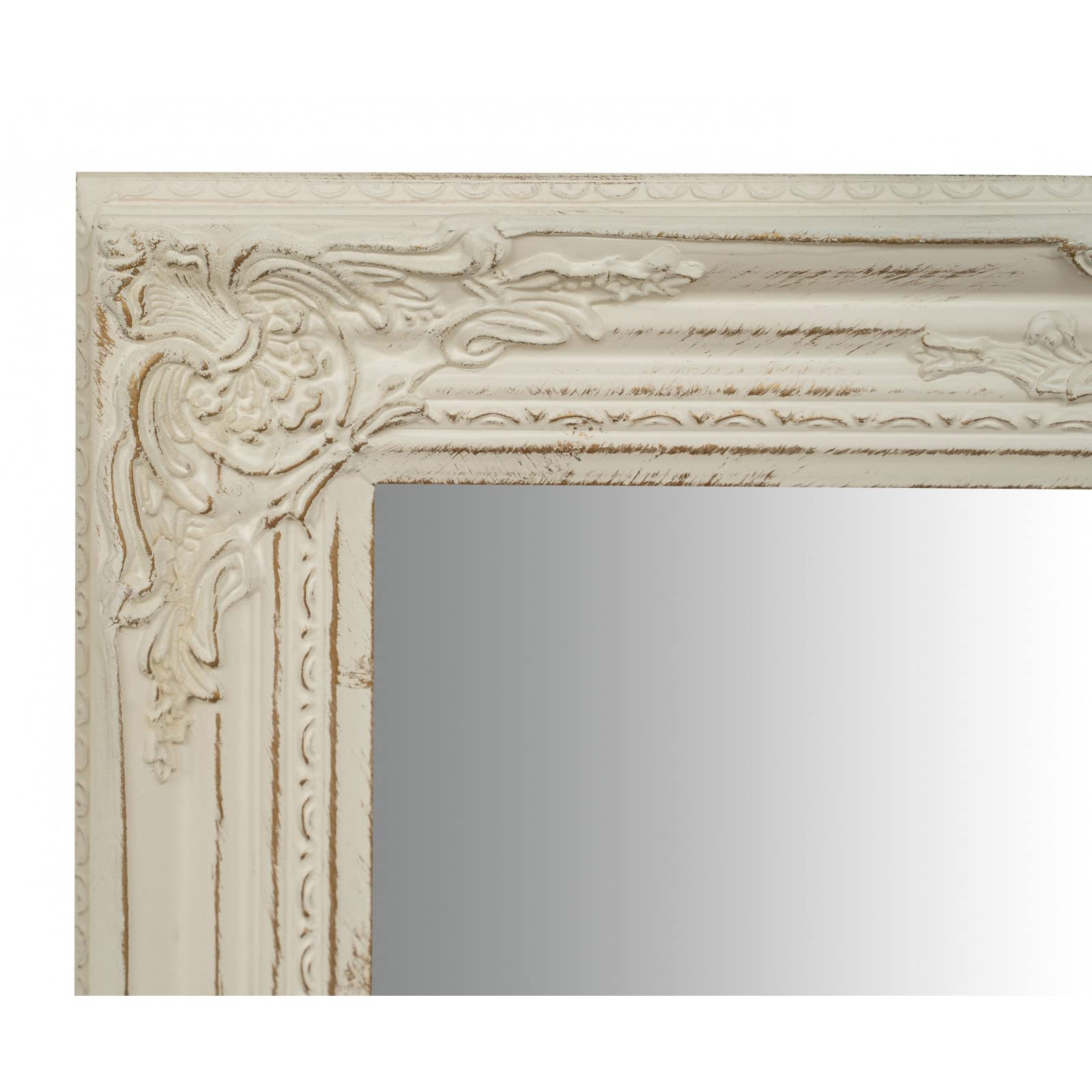 Specchio Da Parete Biscottini 62x92 Cm | Bagno E Camera Shabby Chic Con Ganci | Cornice Legno Bianco