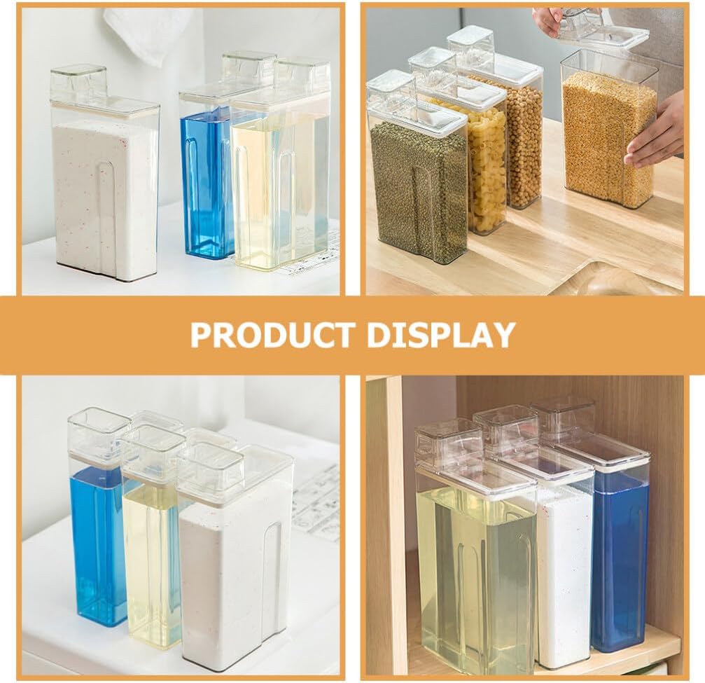 Cabilock 2pcs Empty Laundry Liquid Dispenser, Liquid Container, Large Dispenser Bottle, Cereal Organizer, Transparent Storage Container, Laundry Soap Dispenser for Softener, 23.5X12.5X5.5CM