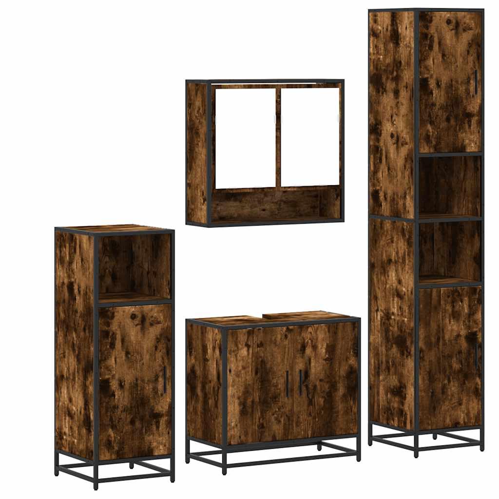 Muebles de baño en roble ahumado con gran almacenamiento y acabado resistente